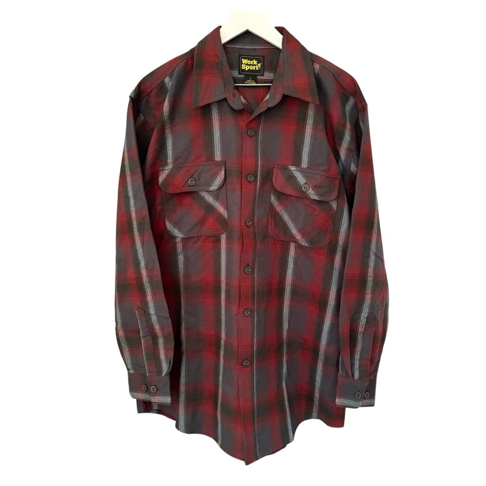 NWT Work n' Sport Heavyweight Plaid Button Long Sleeve Flannel Shirt Size Large